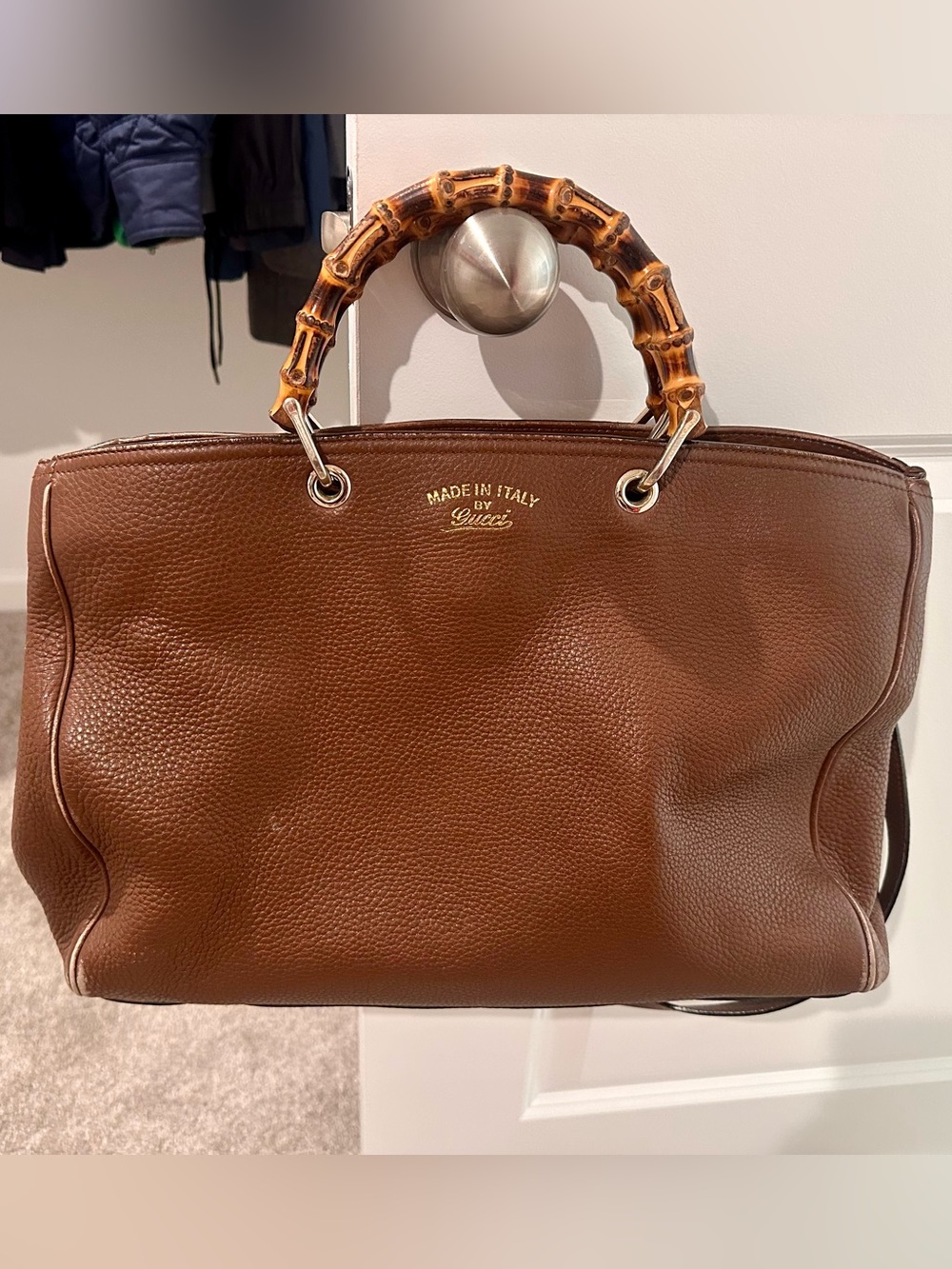 Gucci Large Bamboo Shopper Brown Leather Tote 323658 + Strap & Dust Bag